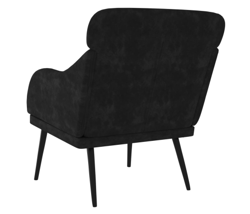 Sillón de terciopelo negro 63x76x80 cm