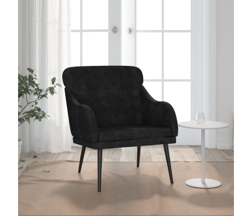 Sillón de terciopelo negro 63x76x80 cm