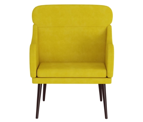 Sillón de terciopelo amarillo 63x76x80 cm