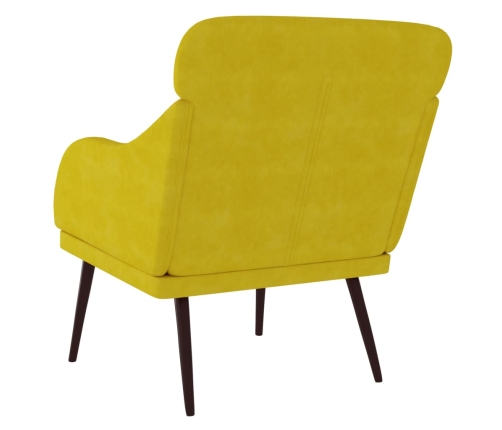 Sillón de terciopelo amarillo 63x76x80 cm