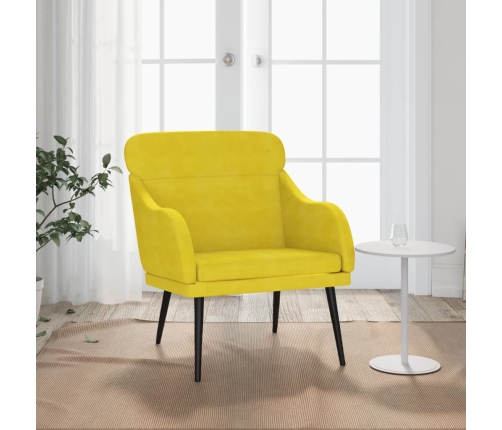 Sillón de terciopelo amarillo 63x76x80 cm