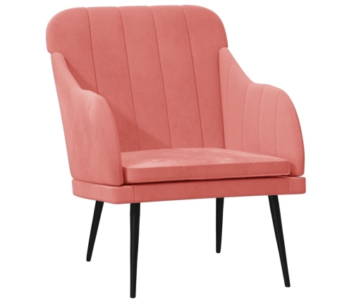 Sillón de terciopelo rosa 63x76x80 cm