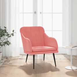 Sillón de terciopelo rosa 63x76x80 cm