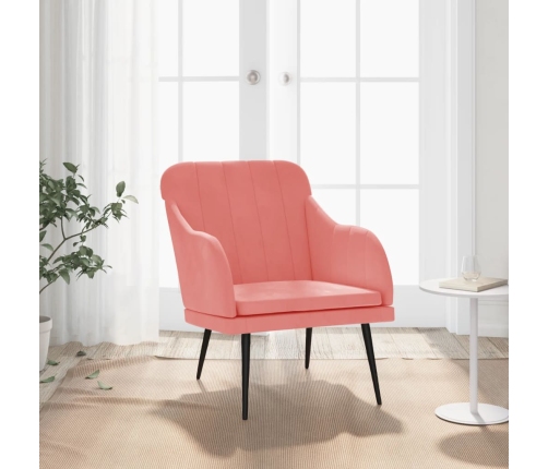 Sillón de terciopelo rosa 63x76x80 cm