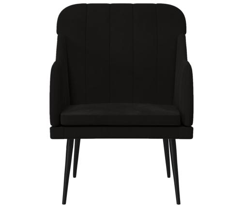 Sillón de terciopelo negro 63x76x80 cm