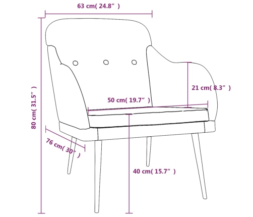 Sillón de tela negro 63x76x80 cm