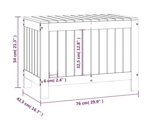 vidaXL Caja de almacenaje jardín madera de pino gris 76x42,5x54 cm