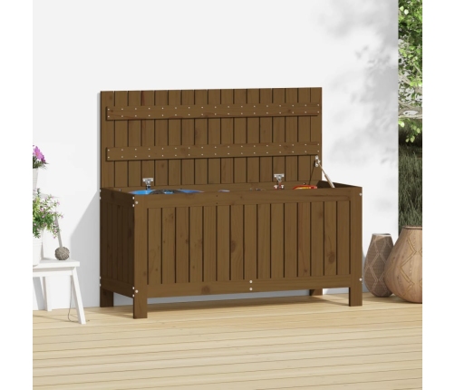 Caja de almacenaje jardín madera pino marrón miel 108x42,5x54cm