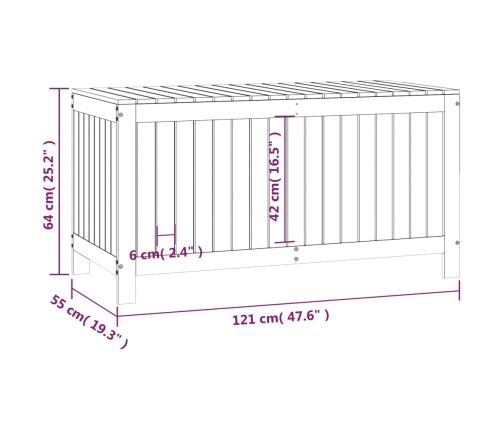 Caja de almacenaje jardín madera de pino gris 121x55x64 cm