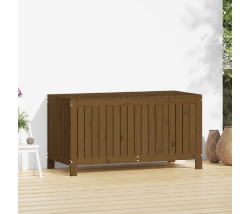 Caja de almacenaje jardín madera pino marrón miel 121x55x64 cm