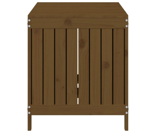 Caja de almacenaje jardín madera pino marrón miel 121x55x64 cm