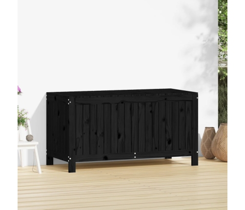 Caja de almacenaje jardín madera de pino negro 121x55x64 cm