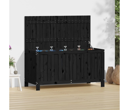 vidaXL Caja de almacenaje jardín madera de pino negro 121x55x64 cm