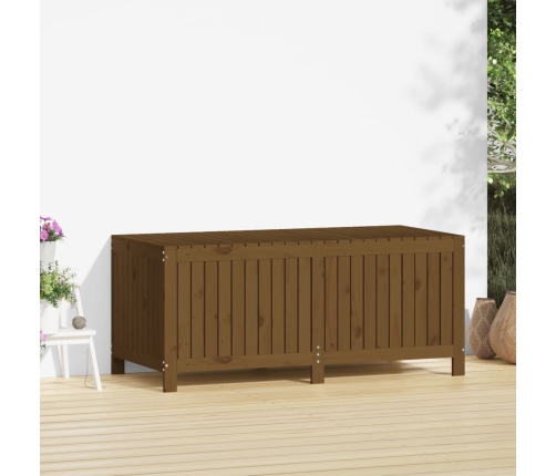 Caja de almacenaje jardín madera pino marrón miel 147x68x64 cm