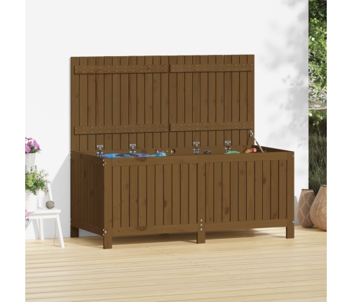 Caja de almacenaje jardín madera pino marrón miel 147x68x64 cm