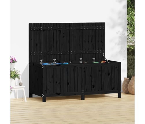 Caja de almacenaje jardín madera de pino negro 147x68x64 cm