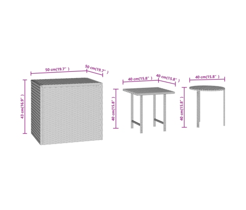 vidaXL Mesas auxiliares 3 piezas ratán sintético negro