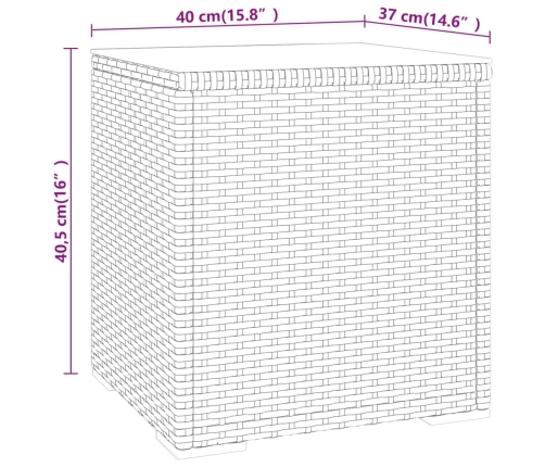 Mesa auxiliar ratán sintético gris 40x37x40,5 cm