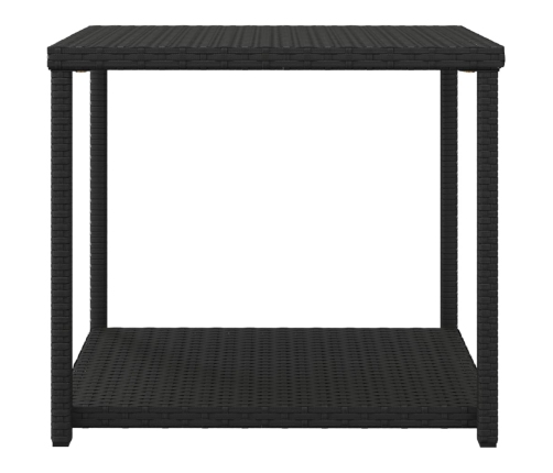 Mesa auxiliar ratán sintético negro 55x45x49 cm