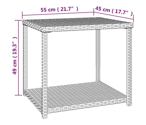 Mesa auxiliar ratán sintético negro 55x45x49 cm