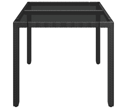 Mesa de jardín superficie de vidrio ratán PE negro 90x90x75 cm