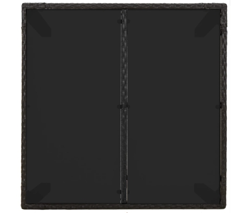 Mesa de jardín superficie de vidrio ratán PE negro 90x90x75 cm