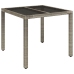 vidaXL Mesa de jardín superficie de vidrio ratán PE gris 90x90x75 cm