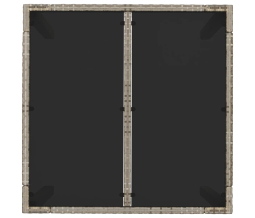 vidaXL Mesa de jardín superficie de vidrio ratán PE gris 90x90x75 cm