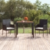 vidaXL Mesa de jardín superficie de madera ratán PE negro 90x90x75 cm