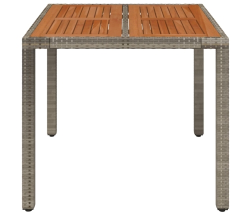 Mesa de jardín superficie de madera ratán PE gris 90x90x75 cm