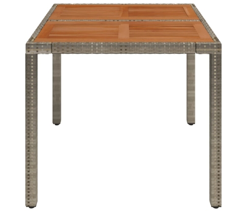 Mesa de jardín superficie de madera ratán PE gris 90x90x75 cm