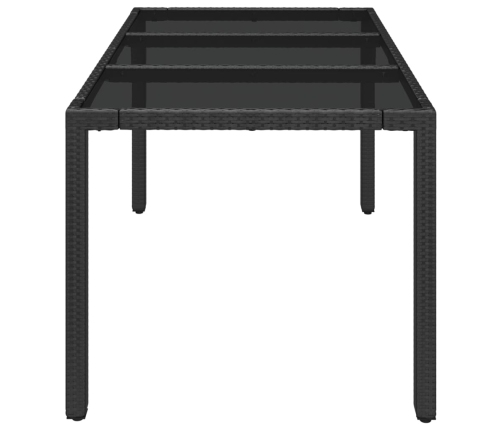 Mesa de jardín superficie de vidrio ratán PE negro 150x90x75 cm