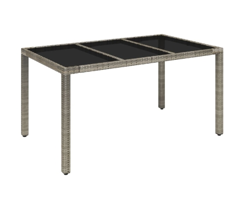 Mesa de jardín superficie de vidrio ratán PE gris 150x90x75 cm