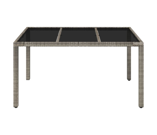 Mesa de jardín superficie de vidrio ratán PE gris 150x90x75 cm