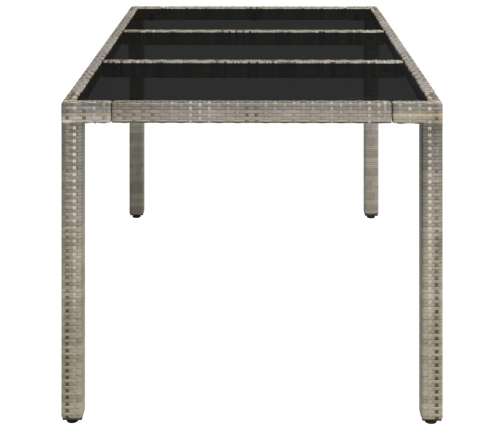 Mesa de jardín superficie de vidrio ratán PE gris 150x90x75 cm