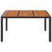 Mesa de jardín superficie de madera ratán PE negro 150x90x75 cm