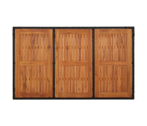 Mesa de jardín superficie de madera ratán PE negro 150x90x75 cm