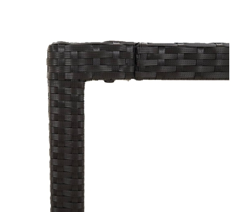 Mesa de jardín superficie de madera ratán PE negro 150x90x75 cm