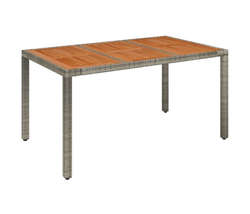 Mesa de jardín superficie de madera ratán PE gris 150x90x75 cm