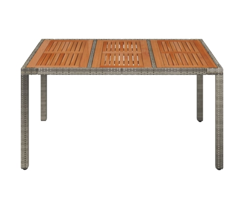 Mesa de jardín superficie de madera ratán PE gris 150x90x75 cm