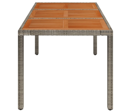 Mesa de jardín superficie de madera ratán PE gris 150x90x75 cm