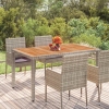 Mesa de jardín superficie de madera ratán PE gris 150x90x75 cm