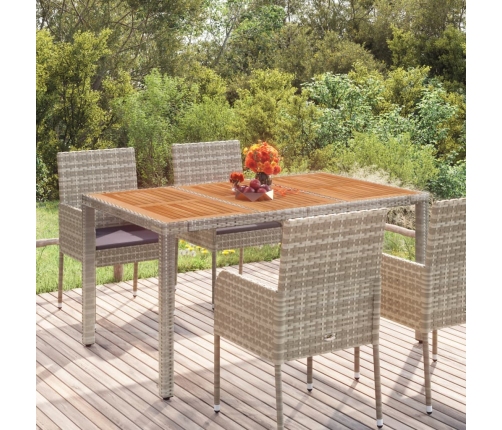 Mesa de jardín superficie de madera ratán PE gris 150x90x75 cm