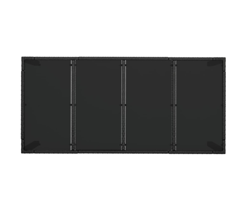 Mesa de jardín superficie de vidrio ratán PE negro 190x90x75 cm