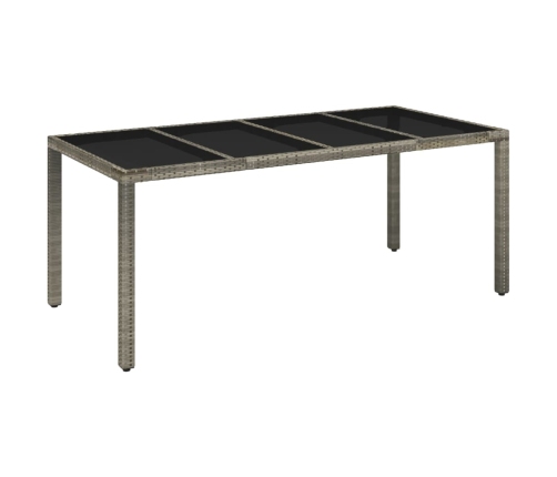 Mesa de jardín superficie de vidrio ratán PE gris 190x90x75 cm