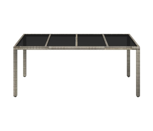 Mesa de jardín superficie de vidrio ratán PE gris 190x90x75 cm