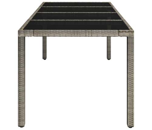 Mesa de jardín superficie de vidrio ratán PE gris 190x90x75 cm