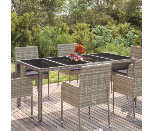 Mesa de jardín superficie de vidrio ratán PE gris 190x90x75 cm