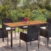 vidaXL Mesa de jardín superficie de madera ratán PE negro 190x90x75 cm