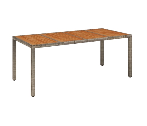 vidaXL Mesa de jardín superficie de madera ratán PE gris 190x90x75 cm